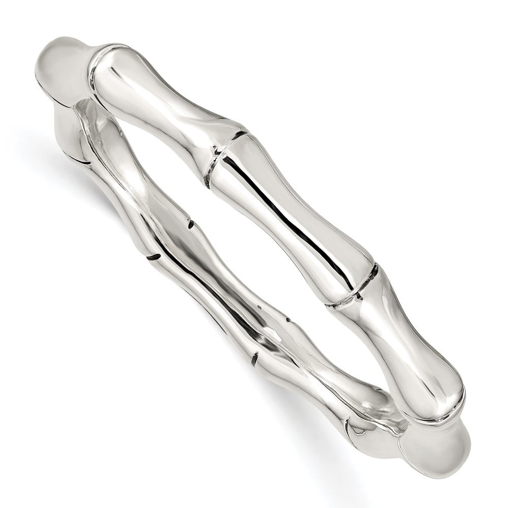 Sterling Silver Polished Bamboo Slip-on Bangle 7.75 inches