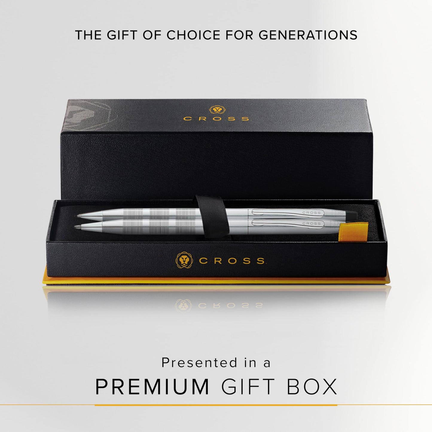 Cross Classic Century Refillable Medium Ballpoint Pen and 0.5mm Pencil Set, Includes Premium Gift Box - Satin Chrome