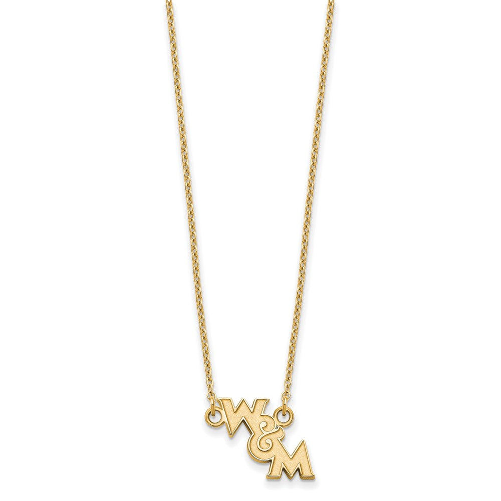 Sterling Silver Gold-plated LogoArt College of William and Mary Small Pendant 18 inch Necklace
