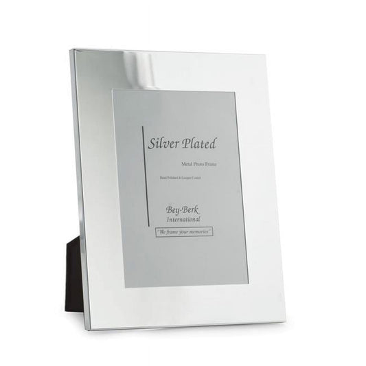 Bey-Berk International SF122-12 8 x 10 in. Silver Plated Picture Frame with Easel Back, 12 x 0.35 x 10 in.
