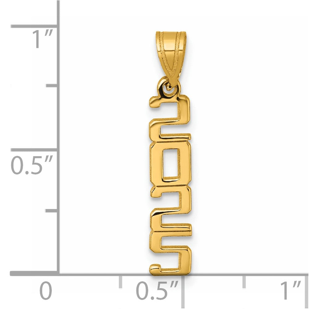 14K Polished Vertical 2025 Graduation Charm