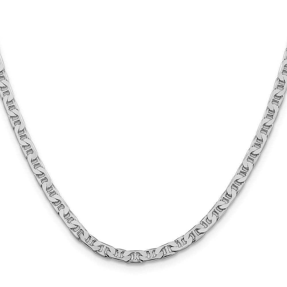 Sterling Silver Rhodium-plated 3.75mm Flat Anchor Chain 22 Inches