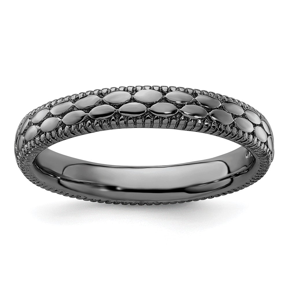 Sterling Silver Stackable Expressions Ruthenium-plated Patterned Ring Size -10