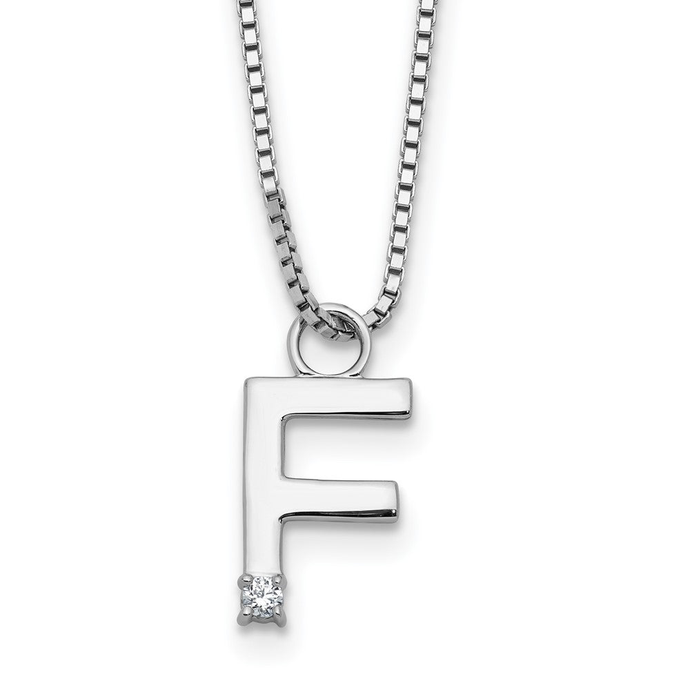 White Ice Sterling Silver Rhodium-plated 18 inch Diamond Letter F Initial Necklace plus 2 inch Extender 18 Inches