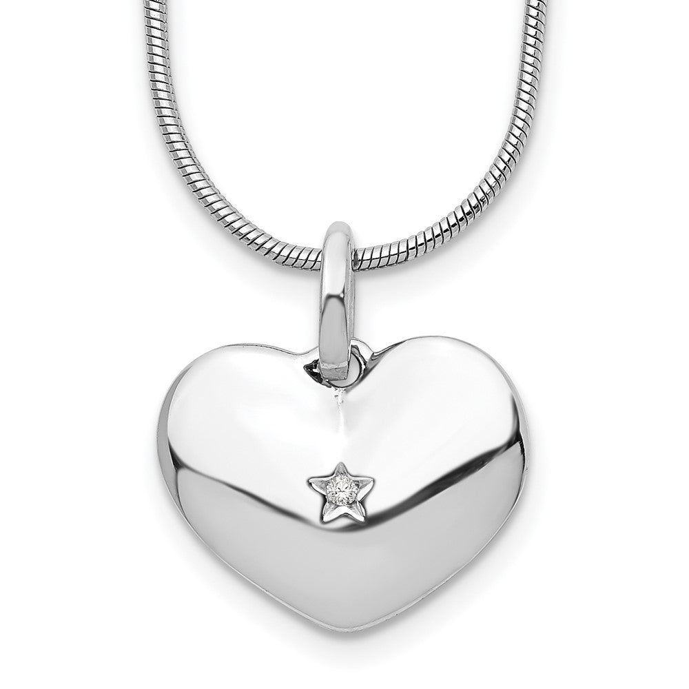 White Ice Sterling Silver Rhodium-plated 18 Inch Diamond Heart Necklace with 2 Inch Extender 18 Inches