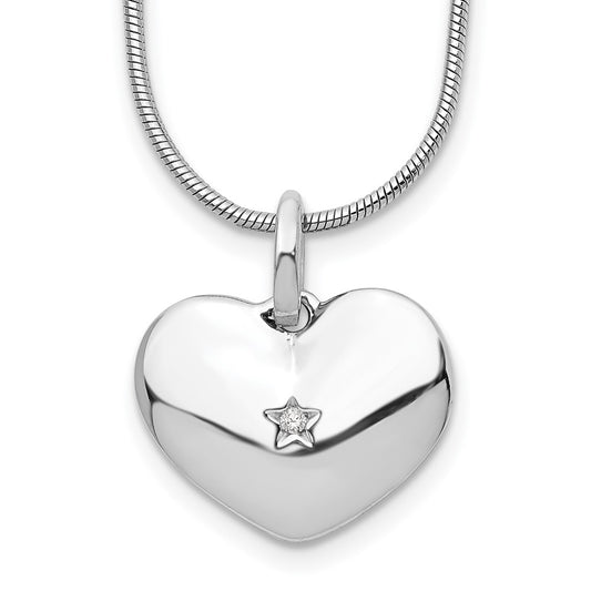 White Ice Sterling Silver Rhodium-plated 18 Inch Diamond Heart Necklace with 2 Inch Extender 18 Inches