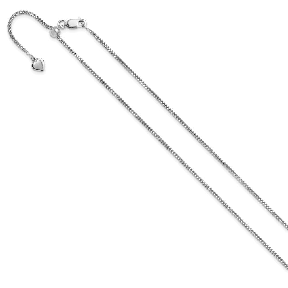 Sterling Silver RH-plt Adjustable 1.45mm D/C Square Spiga Chain
