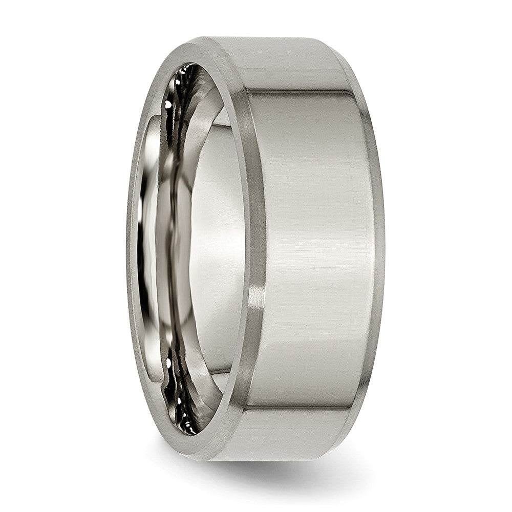 Titanium Brushed and Polished 8mm Beveled Edge Band Size - 12.5
