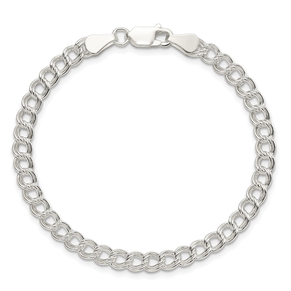 Sterling Silver 5mm Double Link Charm Bracelet 8 inches