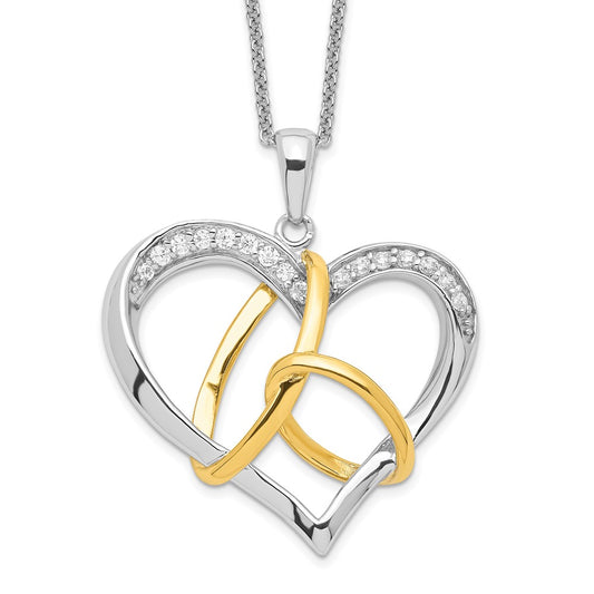Sentimental Expressions Sterling Silver Gold-plated CZ To Have And To Hold 18in Necklace 18 Inches