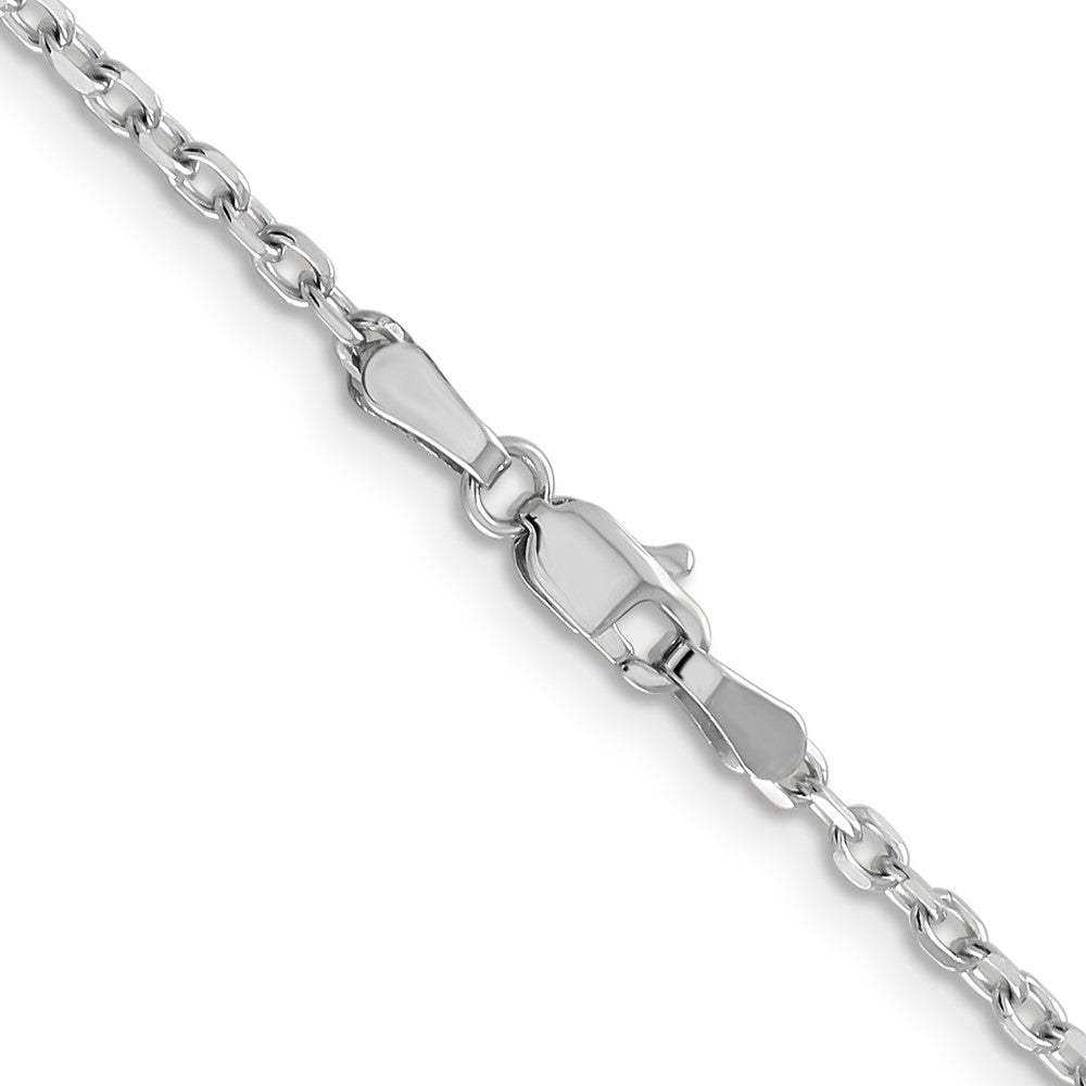 14K White Gold 24 inch 2.2mm Diamond-cut Round Open Link Cable with Lobster Clasp Chain