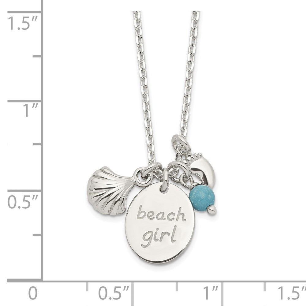 Sterling Silver Turquoise Bead and Shell Beach Girl Necklace 16 Inches