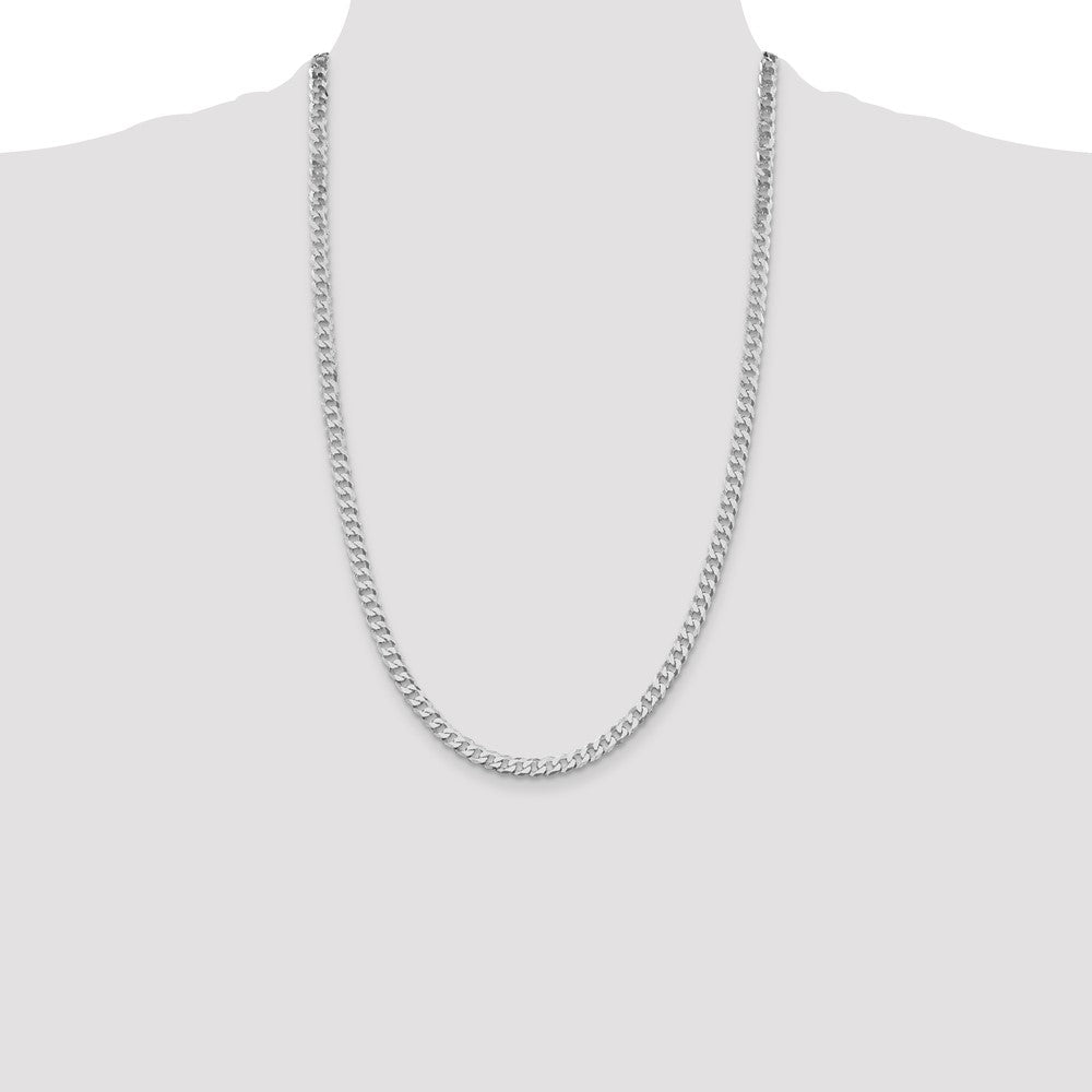 Sterling Silver Rhodium-plated 5mm Beveled Curb Chain 26 Inches