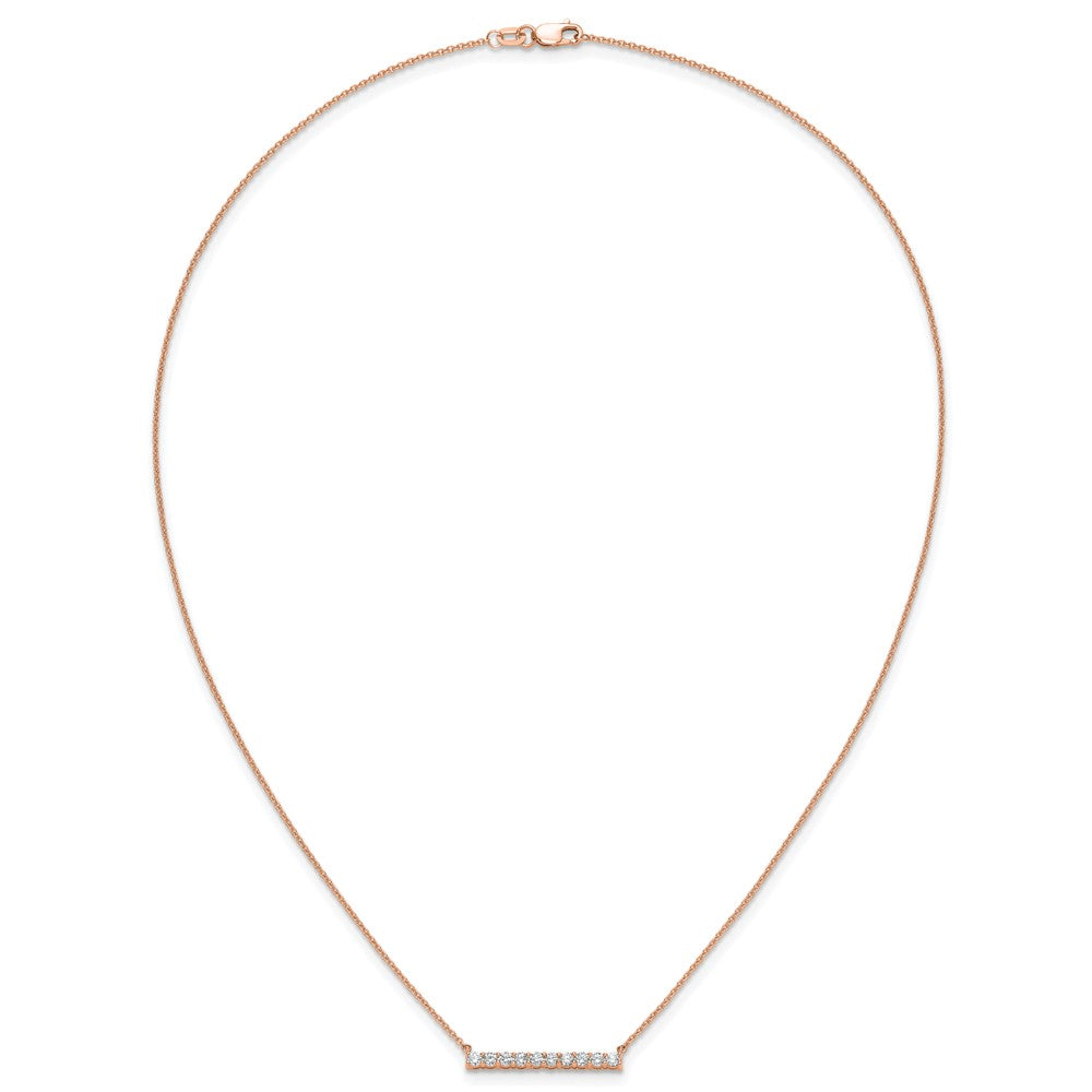 14k Rose Gold 1/2 carat Lab Grown Diamond VS/SI+ G+ 18 inch Bar Necklace