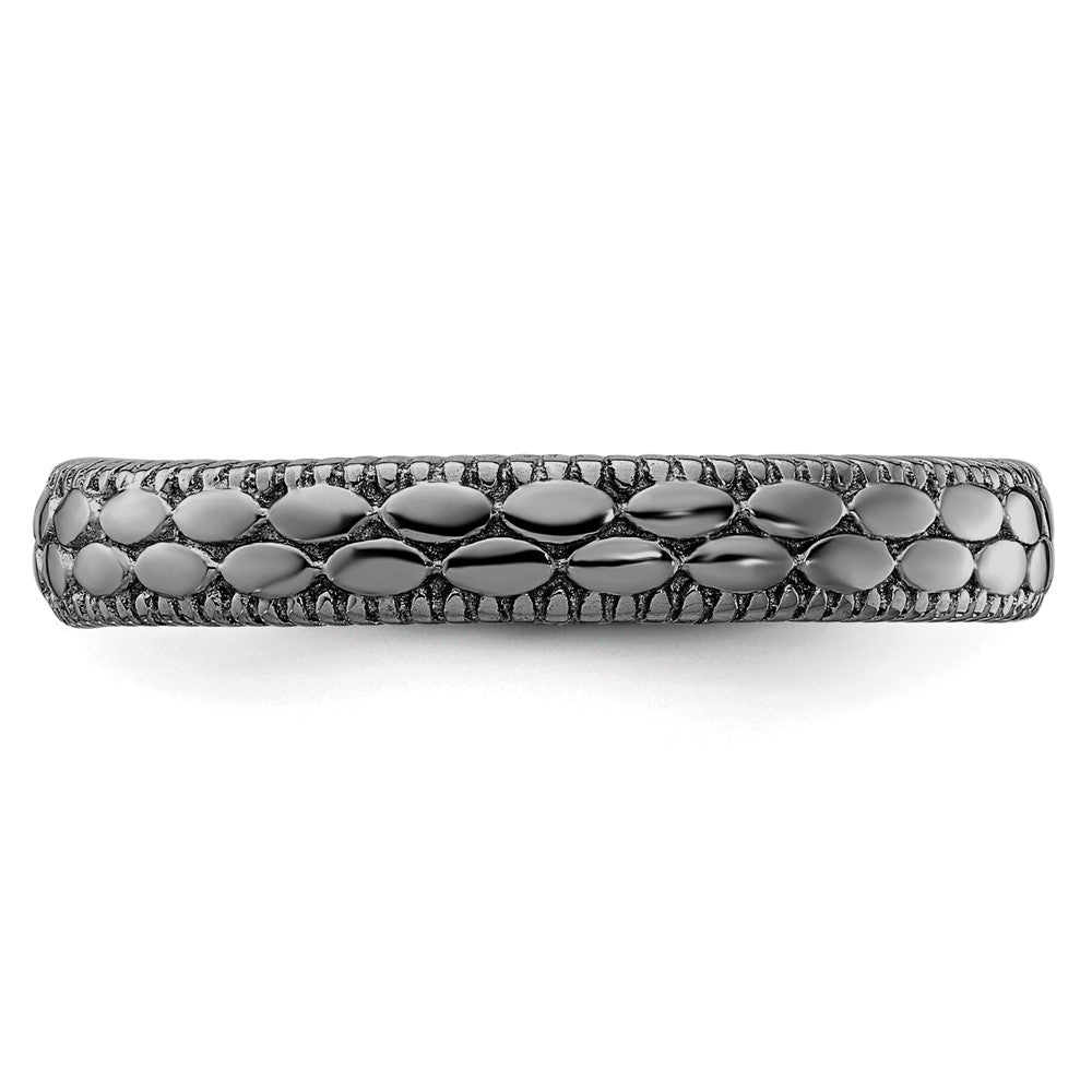 Sterling Silver Stackable Expressions Ruthenium-plated Patterned Ring Size -5