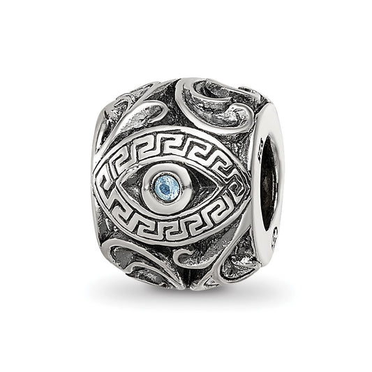 Sterling Silver Reflections CZ Eye & Pattern Round Bead