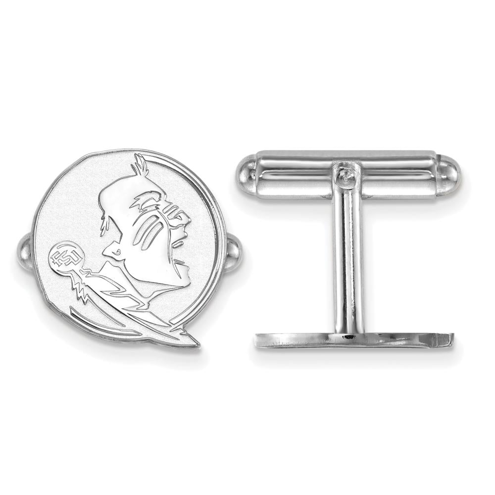 Sterling Silver Rhodium-plated LogoArt Florida State University Seminole Cuff Links Q-SS052FSU