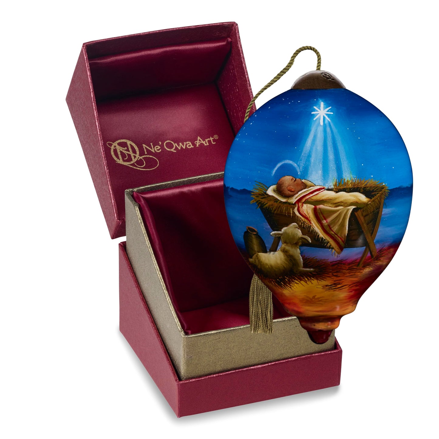 Neqwa Art Merry Christmas to All by Marcello Corti Hand-painted Glass Ornament