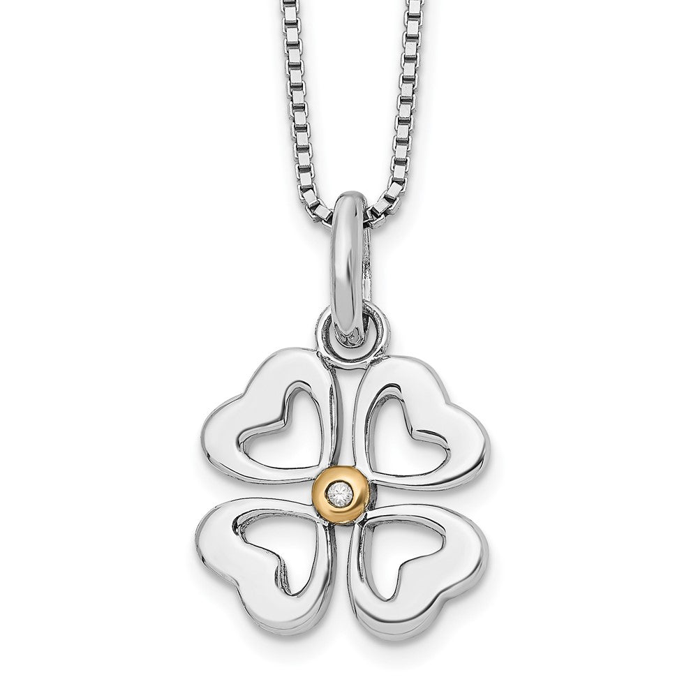White Ice Sterling Silver Rhodium-plated Gold-tone 18 Inch Diamond Four Hearts Necklace with 2 Inch Extender 18 Inches