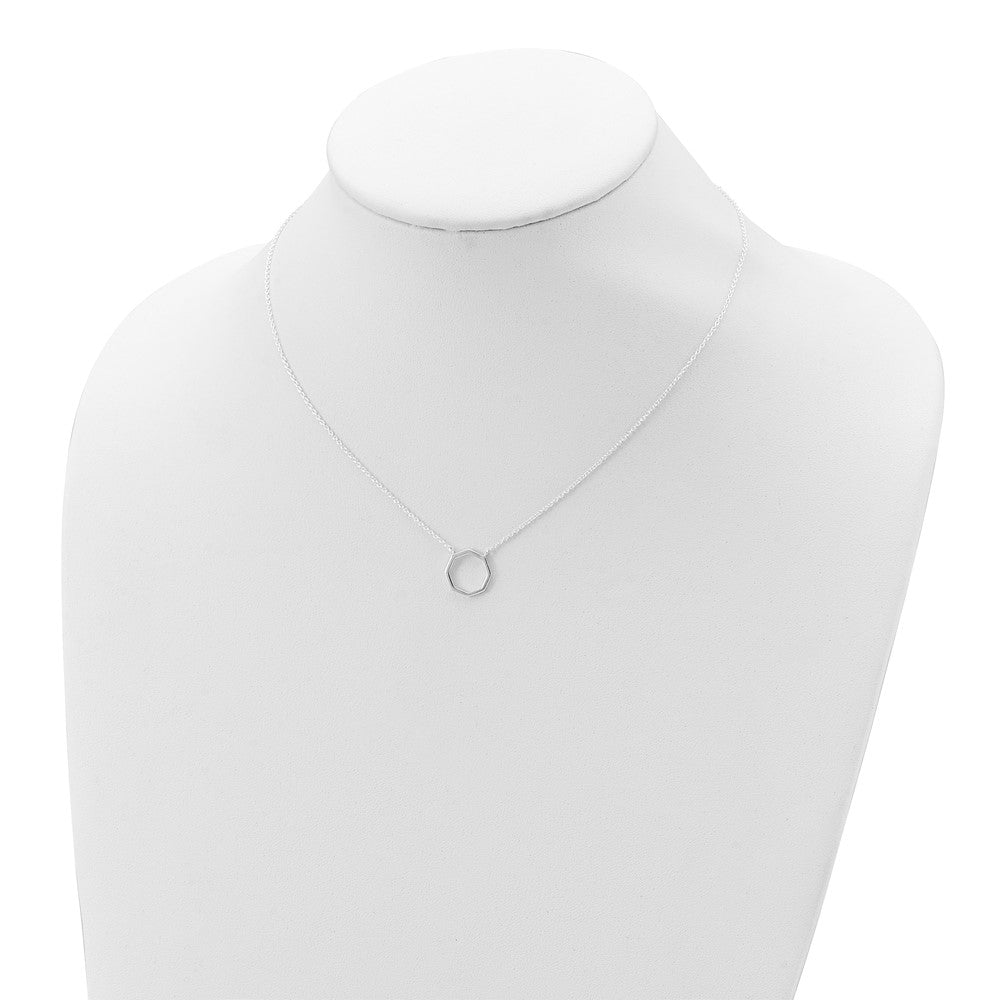 Sterling Silver Polished Octagon Necklace 16 Inches