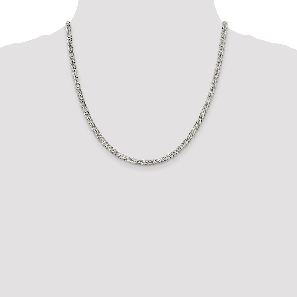 Sterling Silver 4.25mm 6 Side D/C Flat Double Curb Chain 20 Inches