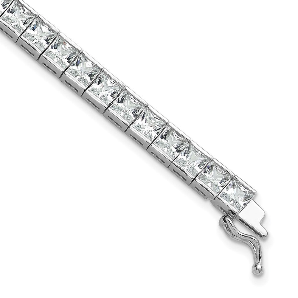 Sterling Shimmer Sterling Silver Rhodium-plated 7 inch 40 Stone CZ Bracelet 7 inches