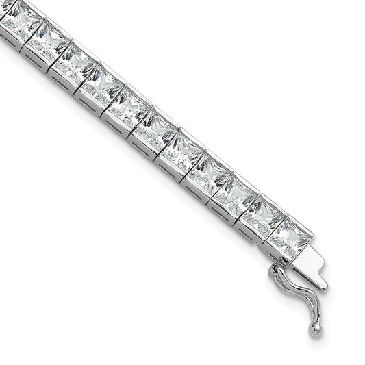 Sterling Shimmer Sterling Silver Rhodium-plated 7 inch 40 Stone CZ Bracelet 7 inches