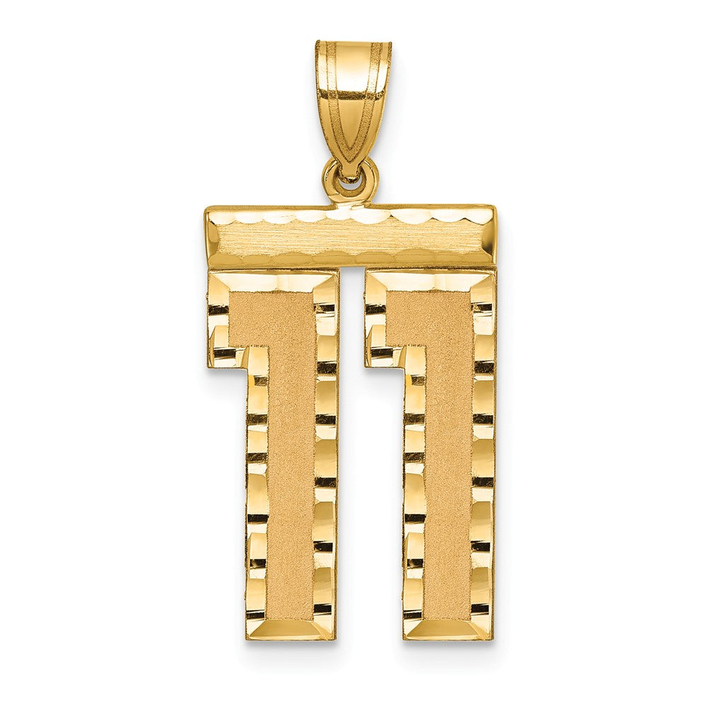 14k Large Brushed Diamond-cut Number 11 Charm
