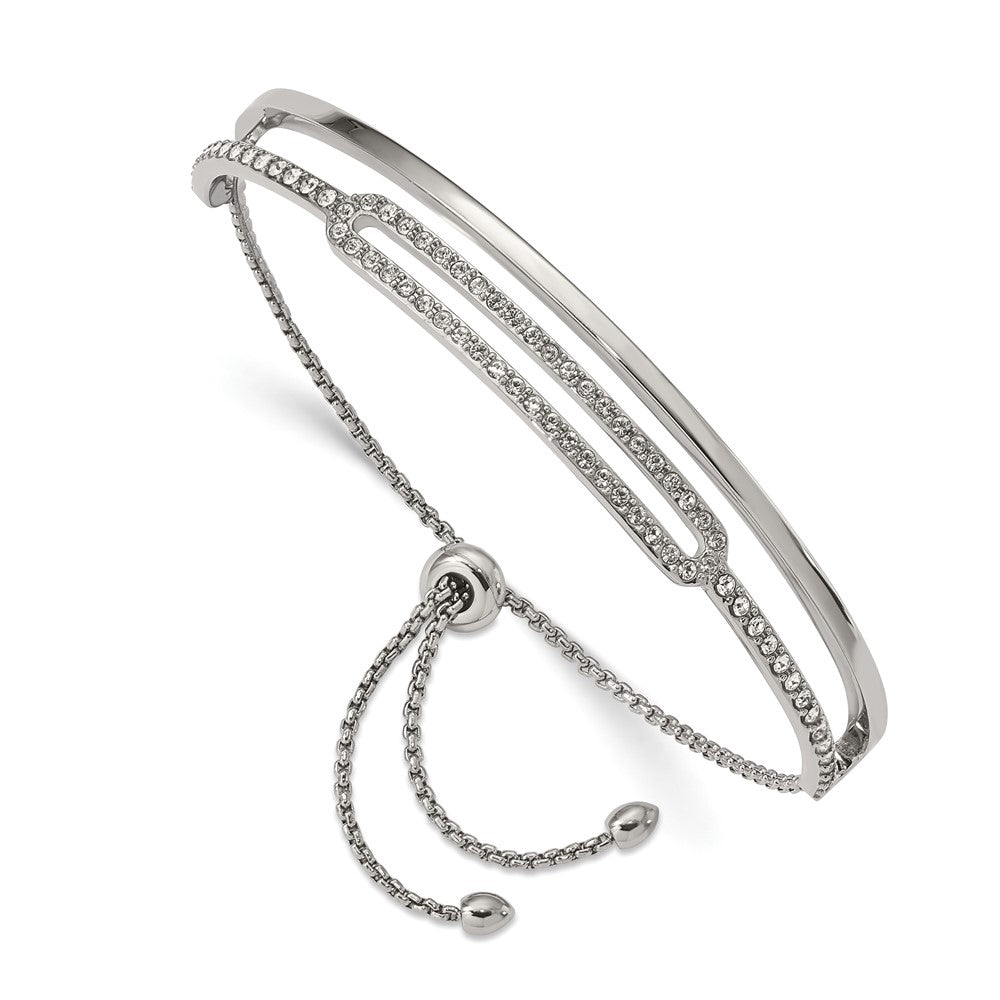 Stainless Steel Polished with Crystals from Swarovski Adjustable Bangle