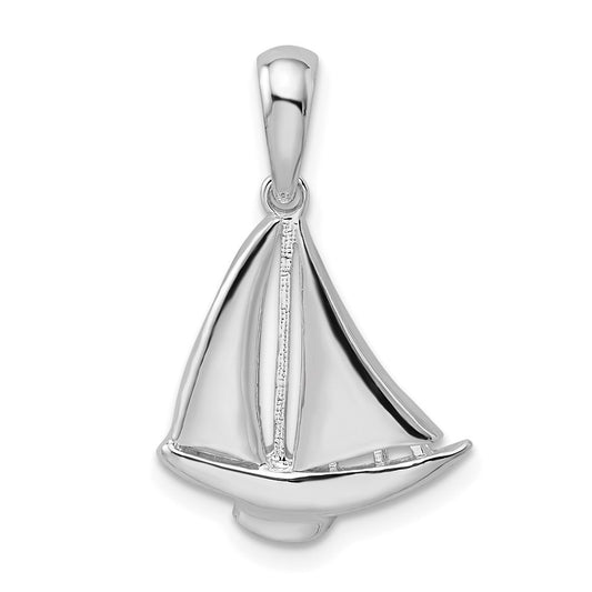 De-Ani Sterling Silver Rhodium-Plated Polished Sailboat Pendant