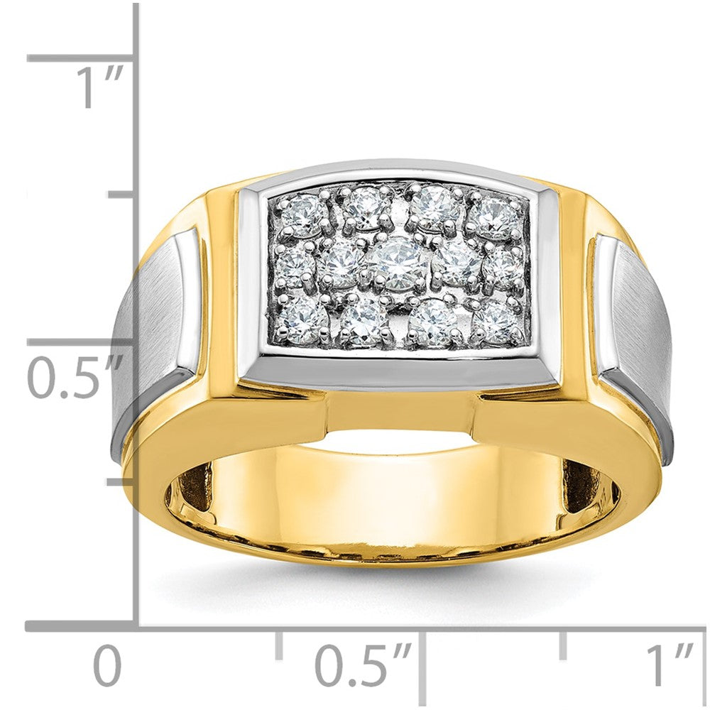 IBGoodman 14k with White Rhodium Men's Polished and Satin 1/2 Carat AA Quality Diamond Cluster Ring