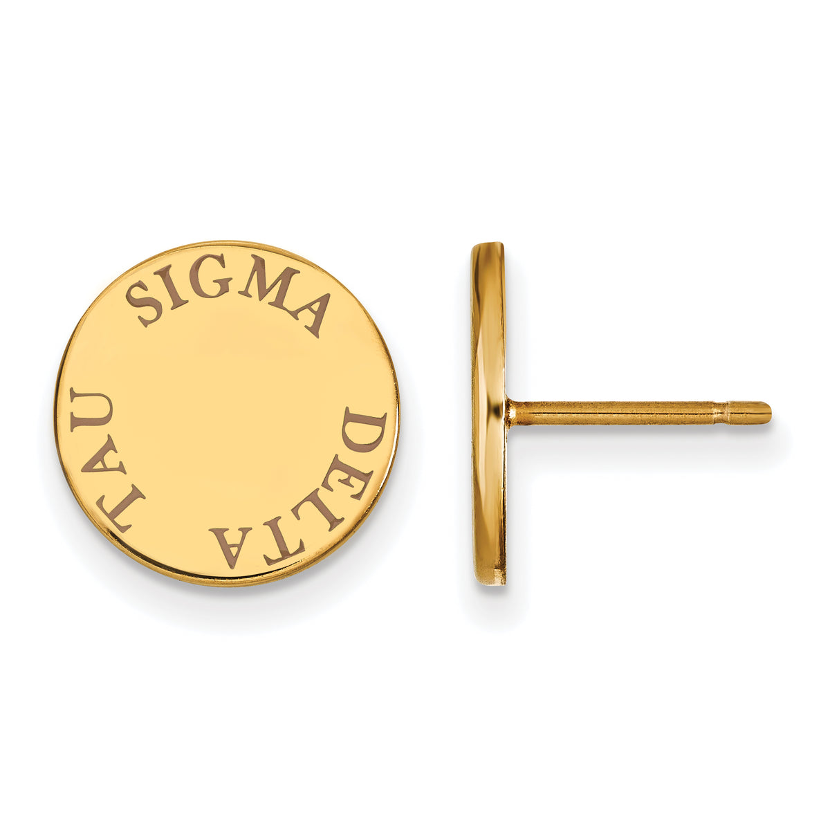 14K Plated Silver Sigma Delta Tau Brown Enamel Post Earrings