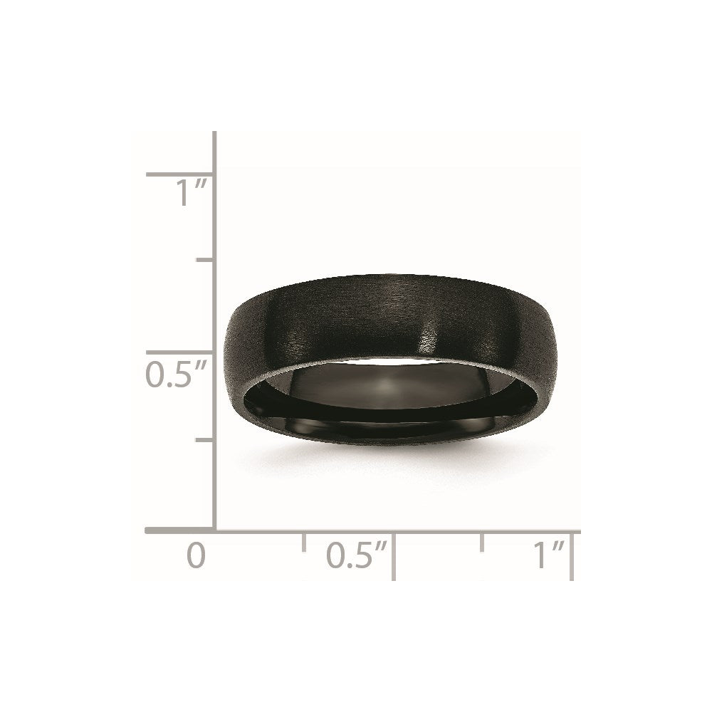 Stainless Steel 6mm Black IP-plated Brushed Band Size - 9.5