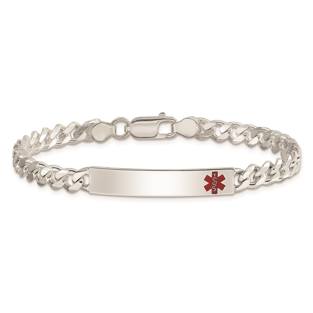 Sterling Silver Polished Medical Curb Link ID Bracelet 7.5 inches