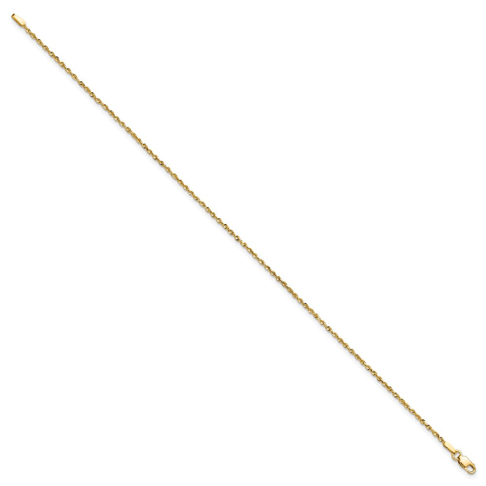 14K 10 inch 1.5mm Ultra Diamond-cut Rope with Lobster Clasp Anklet