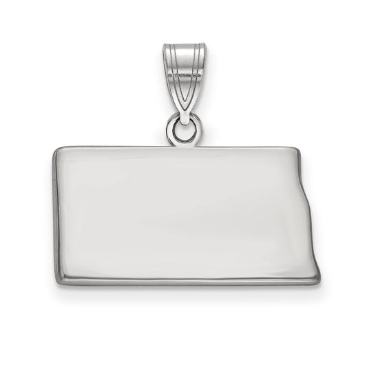 Sterling Silver/Rhodium-plated North Dakota State Pendant