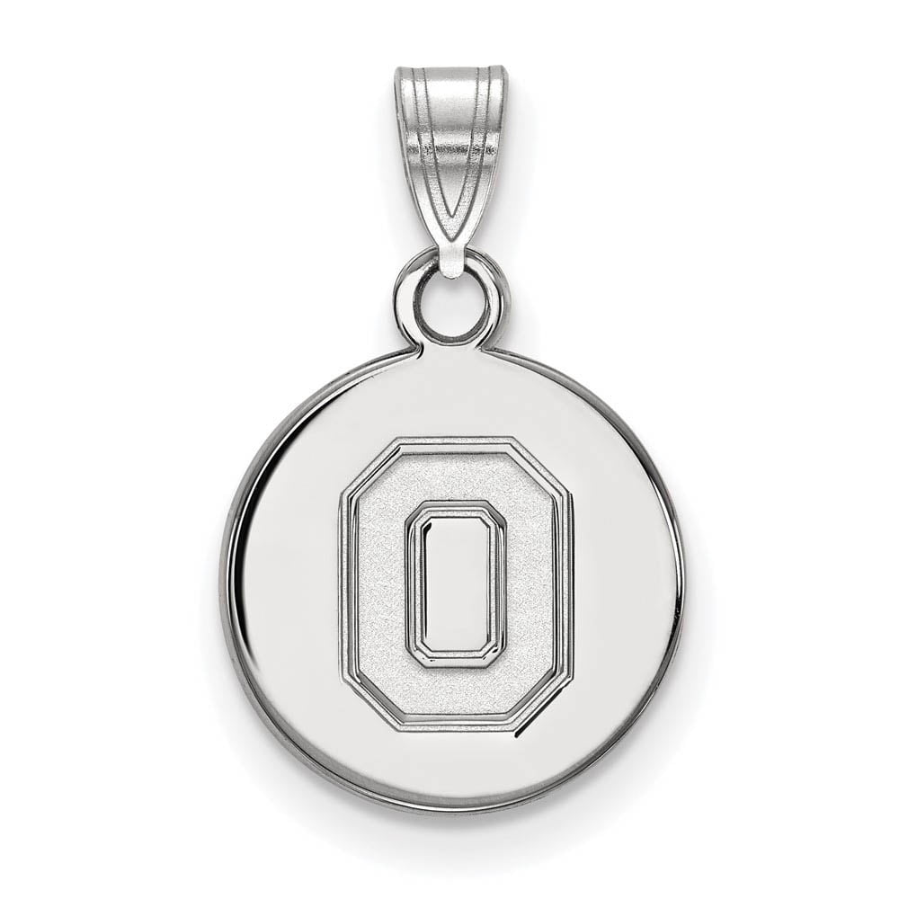 Sterling Silver Rhodium-plated LogoArt The Ohio State University Letter O Small Disc Pendant QSS060OSU