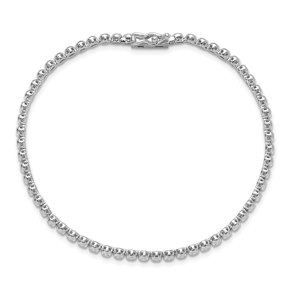 Sterling Shimmer Sterling Silver Rhodium-plated Bezel Set 1.7mm CZ 61 Stone 8 inch Bracelet 8 inches