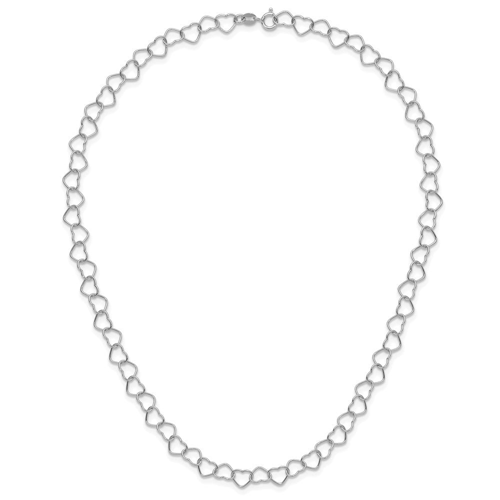 Sterling Silver 18inch Polished Fancy Heart Link Necklace 18 Inches