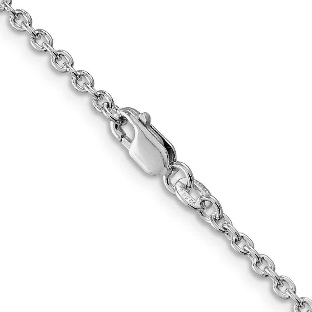 Sterling Silver Rhodium-plated 2.25mm Cable Chain 30 Inches