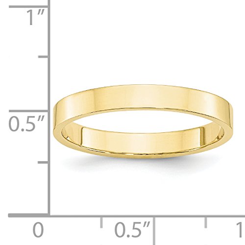 10k Yellow Gold 3mm Lightweight Flat Wedding Band Size 10