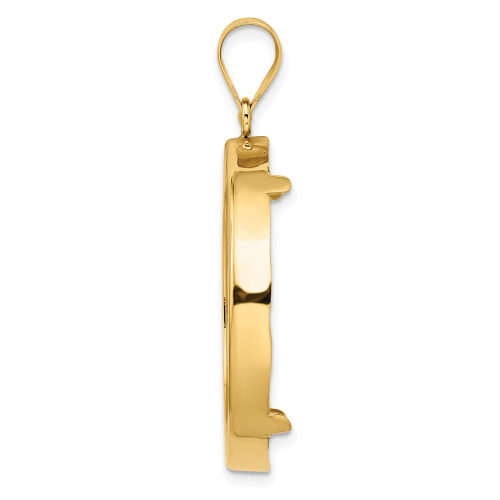 Wideband Distinguished Coin Jewelry 14k Polished 30.0mm Prong Coin Bezel Pendant