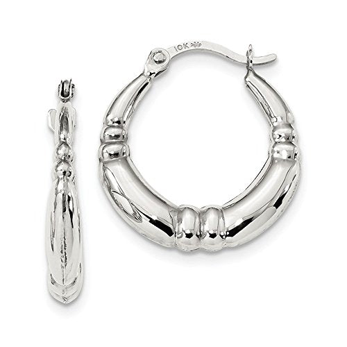 10k White Gold Polished Hoop Earrings