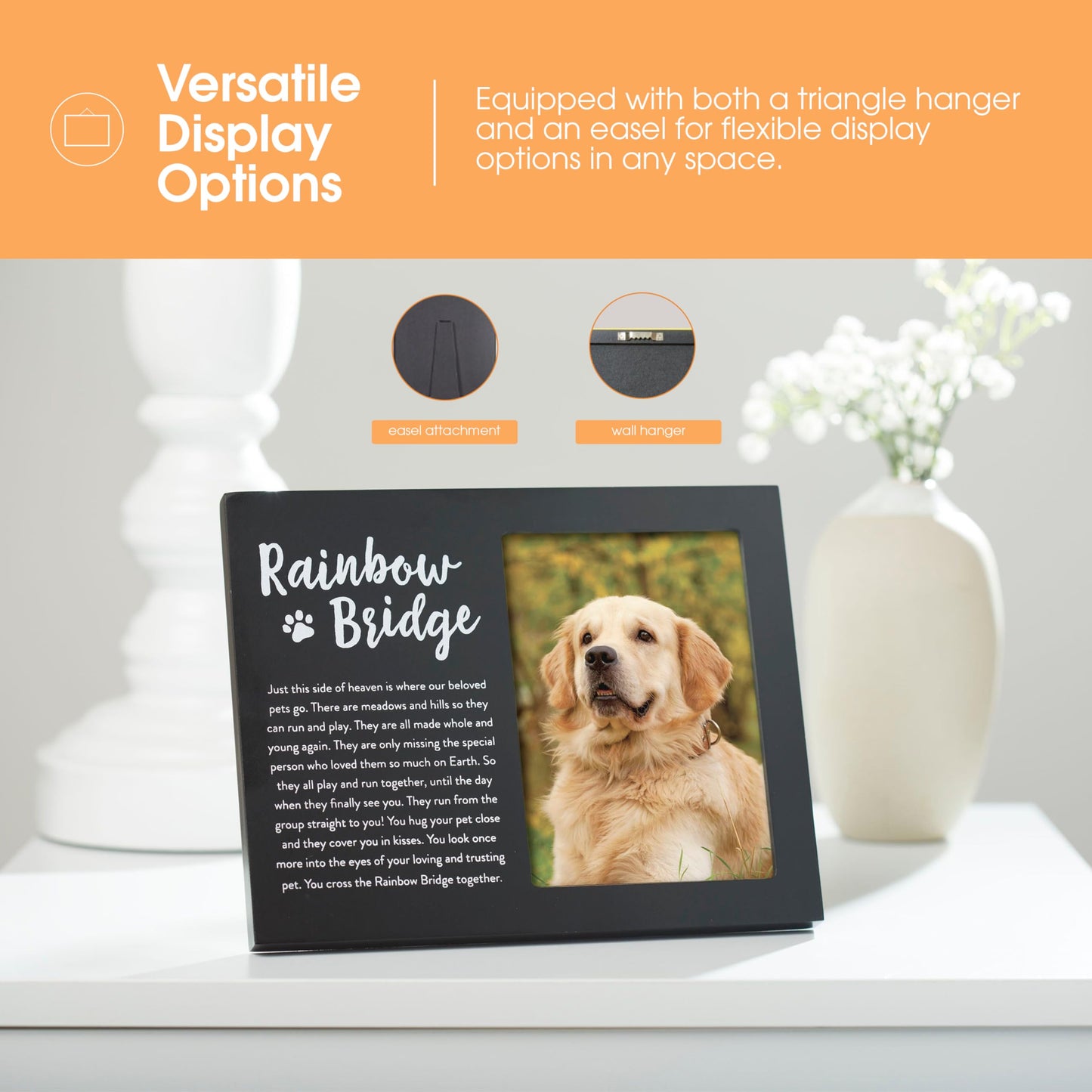 Black Wooden RAINBOW BRIDGE Pet Memorial Remembrance 3.5x5 Photo Frame QGM20986