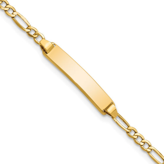 14k Semi-Solid Polished Figaro ID Bracelet 5.5  inches
