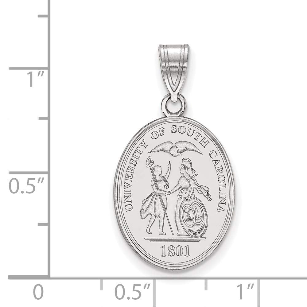 Sterling Silver Rhodium-plated LogoArt University of South Carolina Large Crest Pendant Q-SS065USO