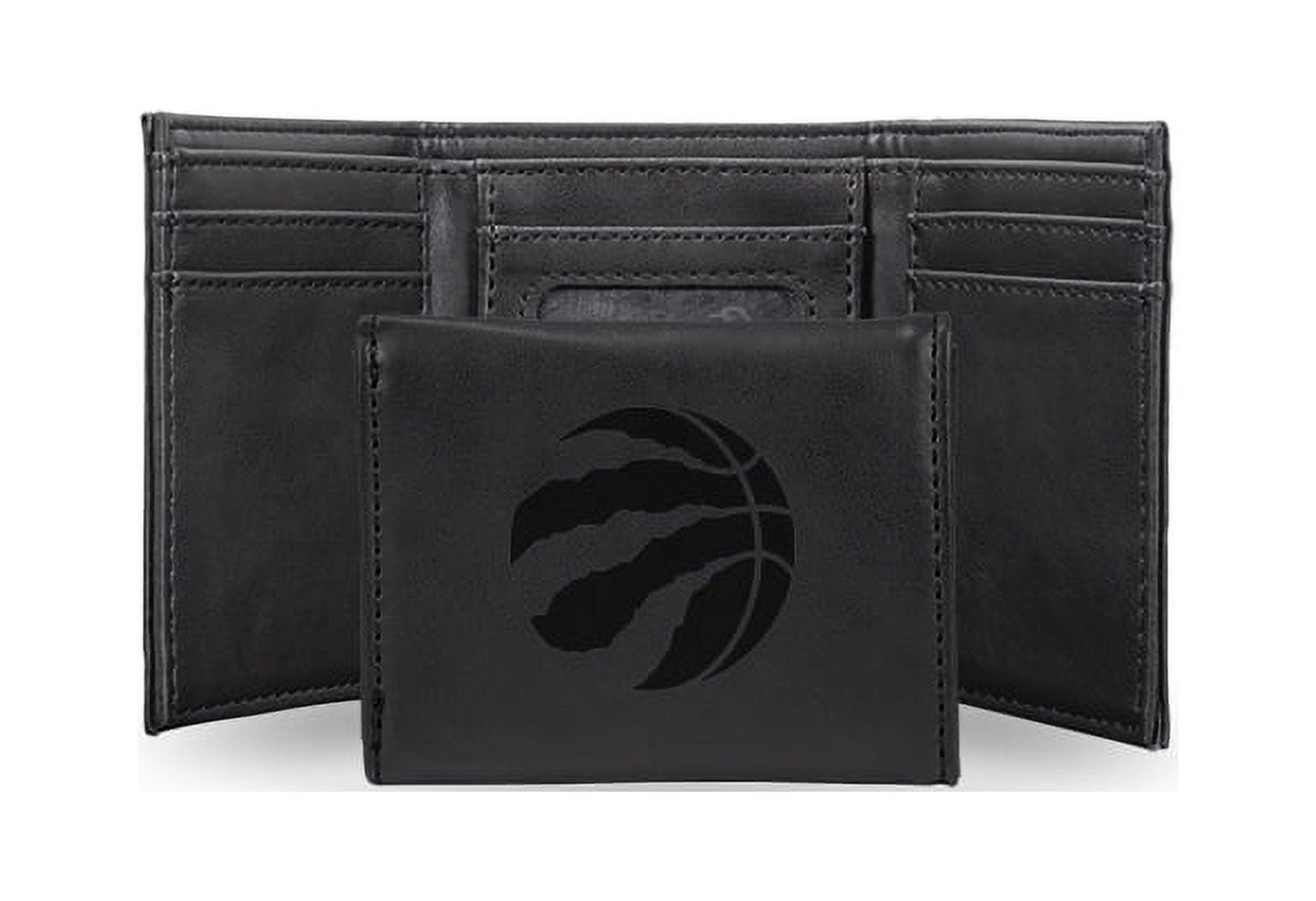 Basketball Rico Industries Toronto Raptors Black Laser Engraved Trifold Laser Engraved Tri-Fold Wallet - Men's Accessory