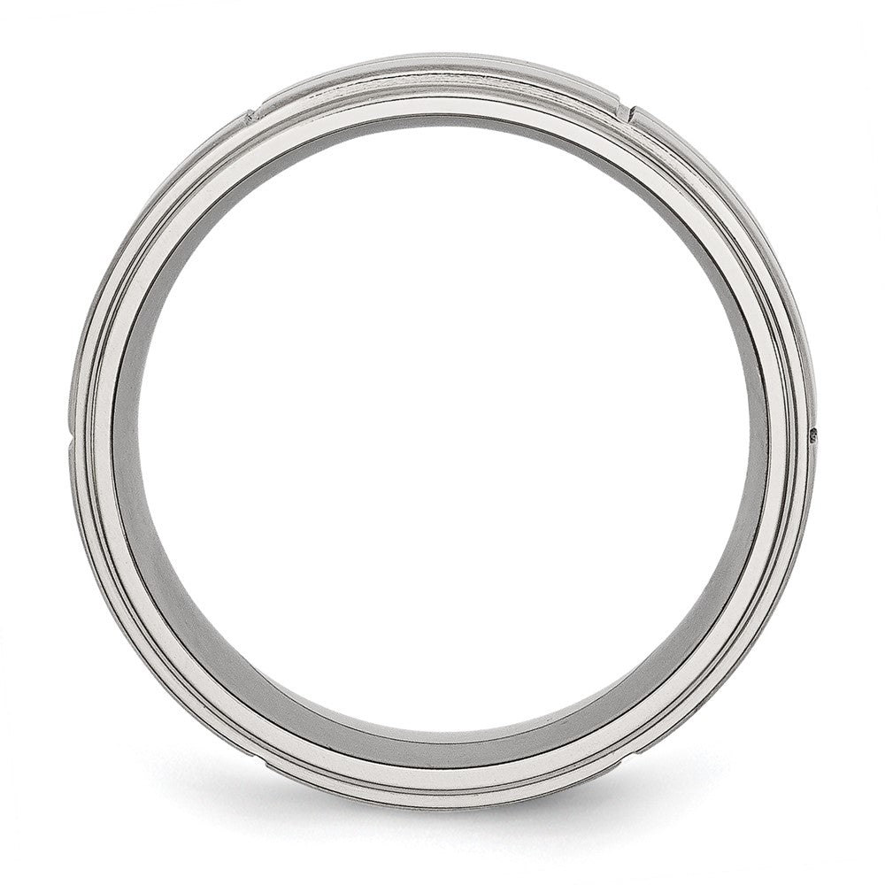 Stainless Steel Brushed/Polished Grooved 8mm Ridged Edge Band Size - 10