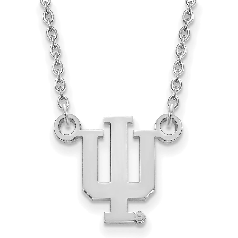 Sterling Silver Indiana U Small 'IU' Pendant Necklace