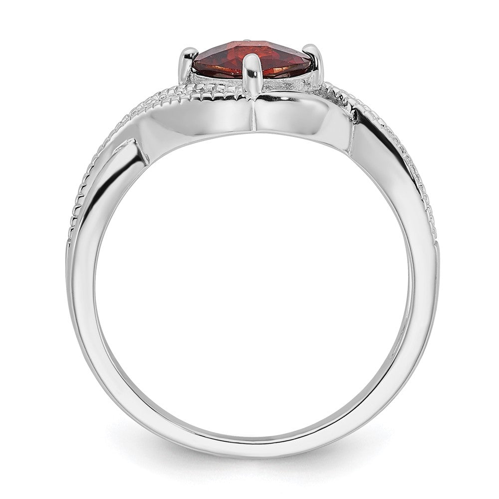 Sterling Silver Garnet and Diamond Ring